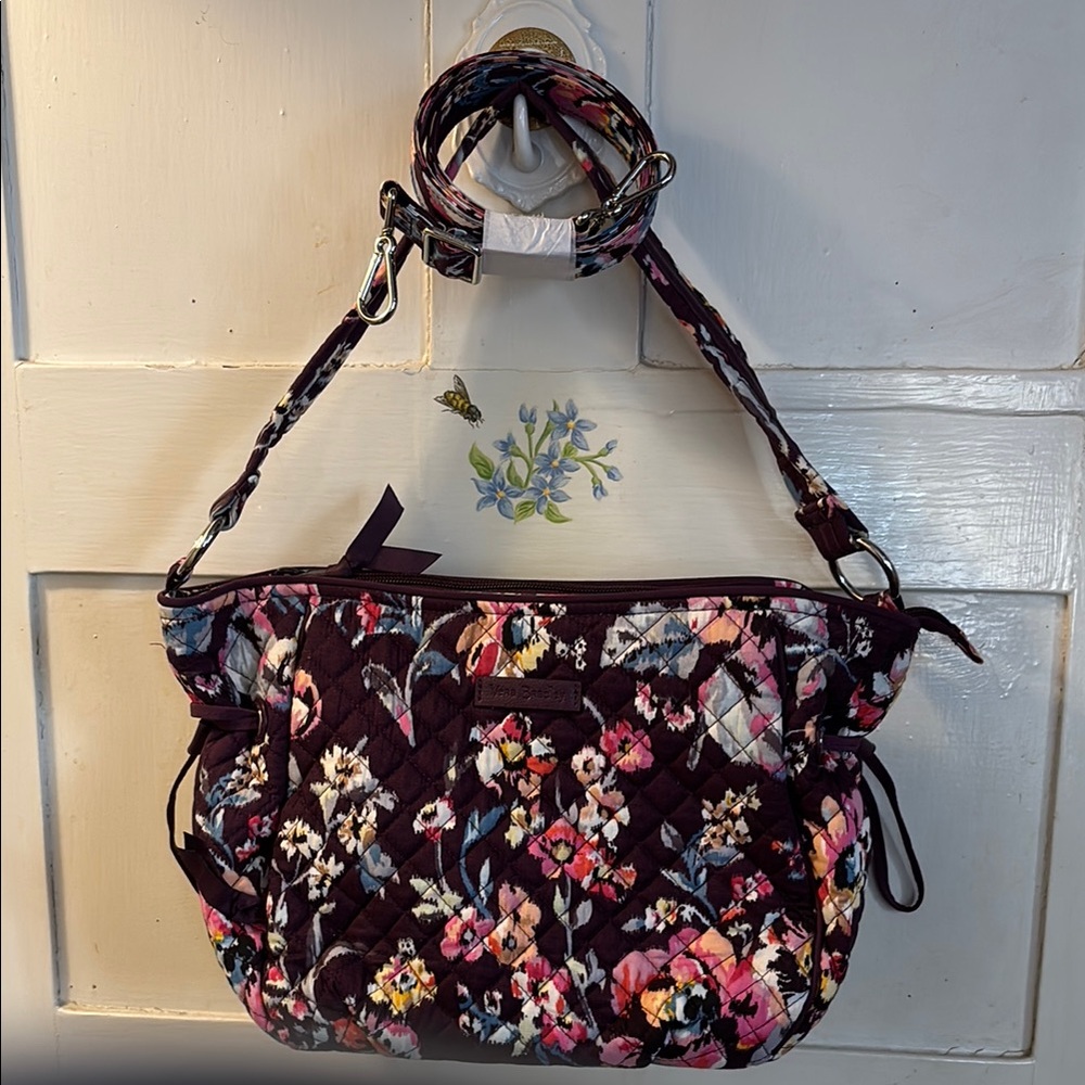 Vera Bradley retired Purple and Pink Shoulder Bag with Floral Design